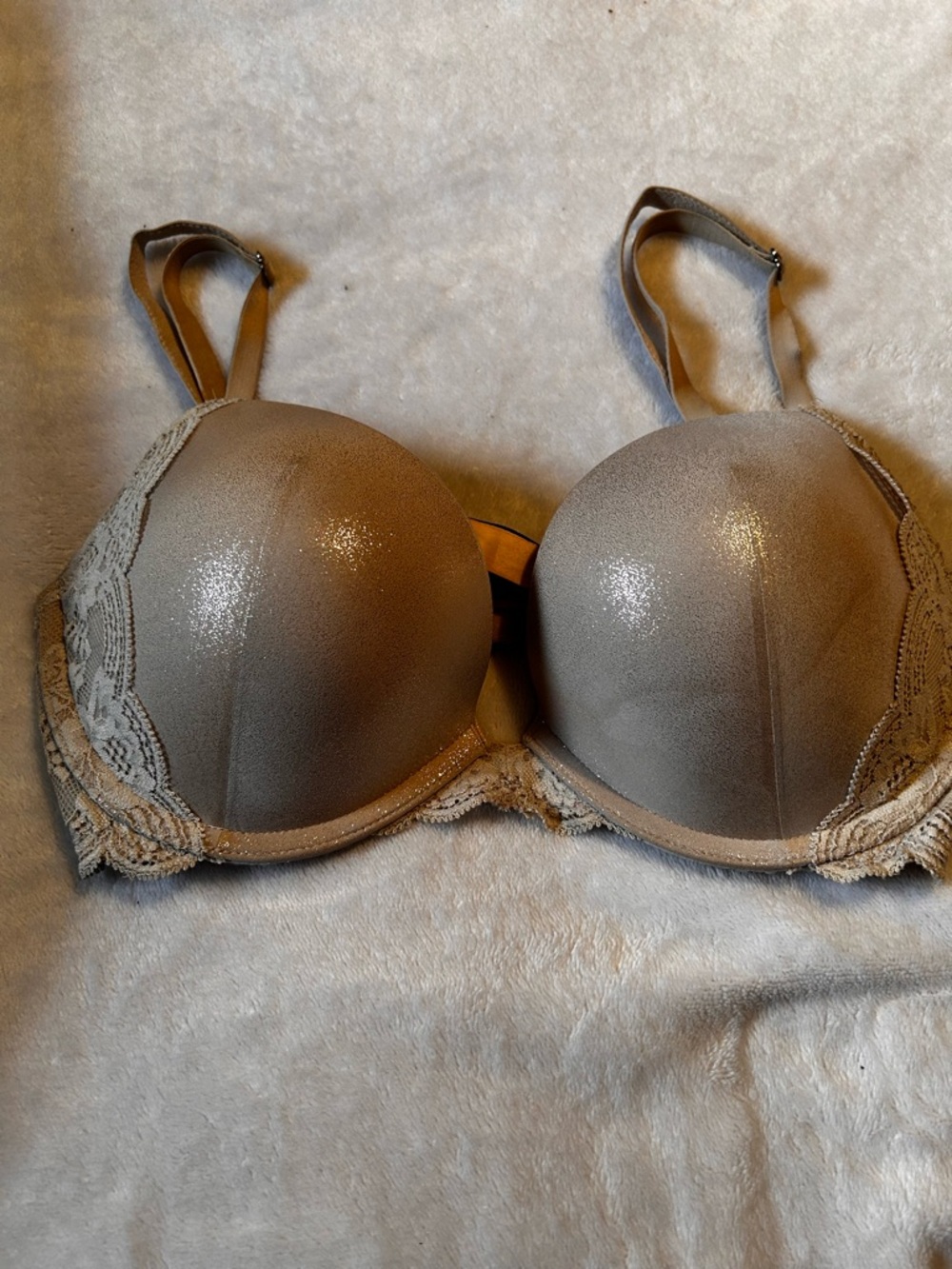 Victoria's Secret Shimmery Taupe Lace-Trim Push-Up Bra